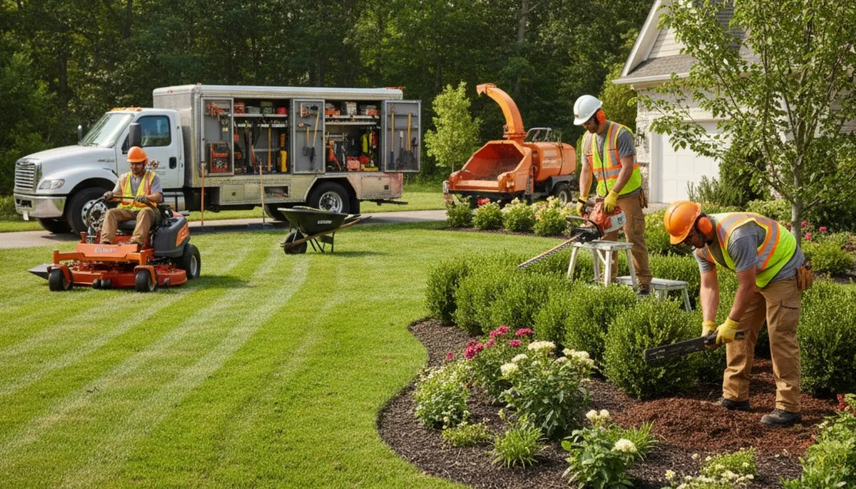 Shawnee, OK tree service crew providing landscaping and tree care for local properties
