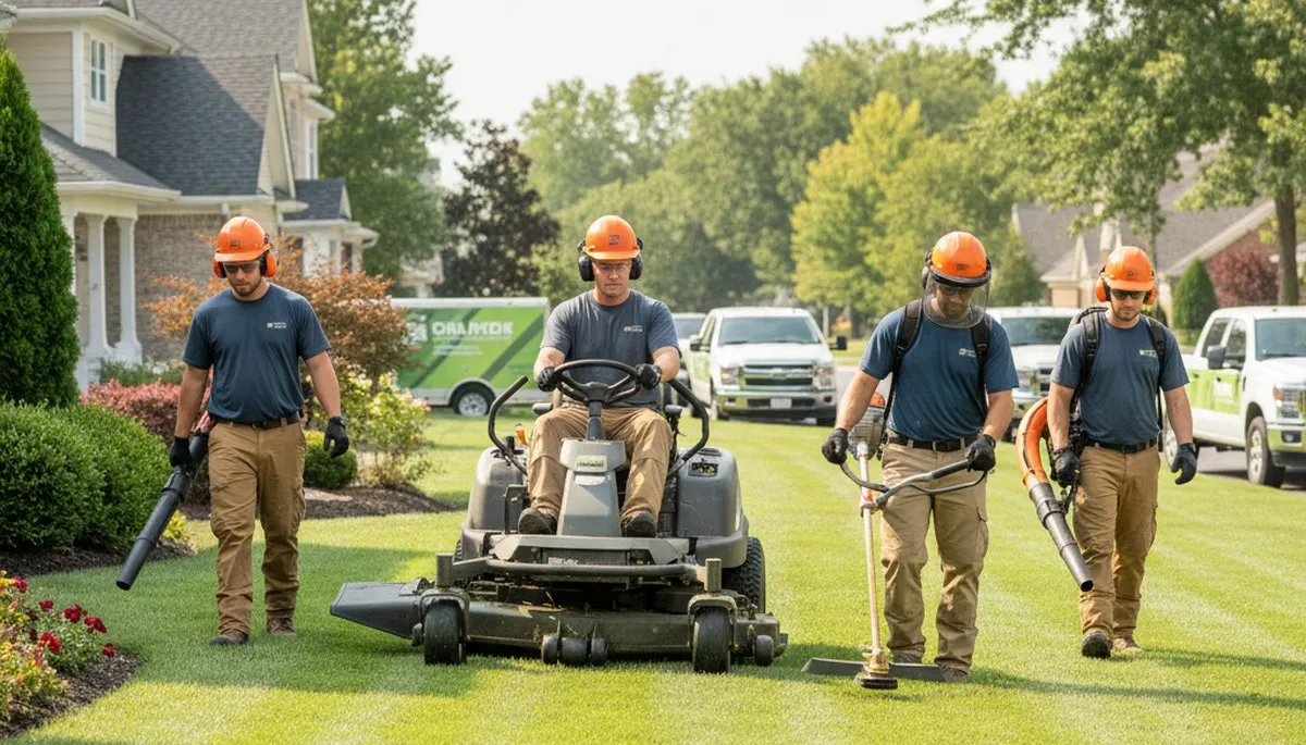 Arbor Tree Care team providing lawn service in Shawnee, OK for local tree and landscape care
