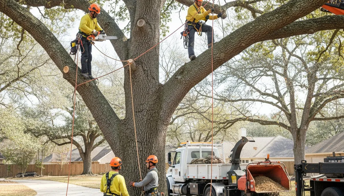 Arbor Shawnee Tree Service removing a hazardous tree in Shawnee, OK