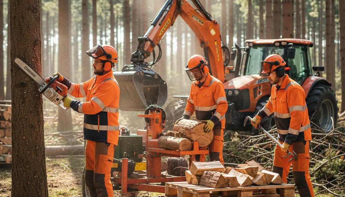 Woodlot management crew in Shawnee, OK clearing trees for safer, healthier property access
